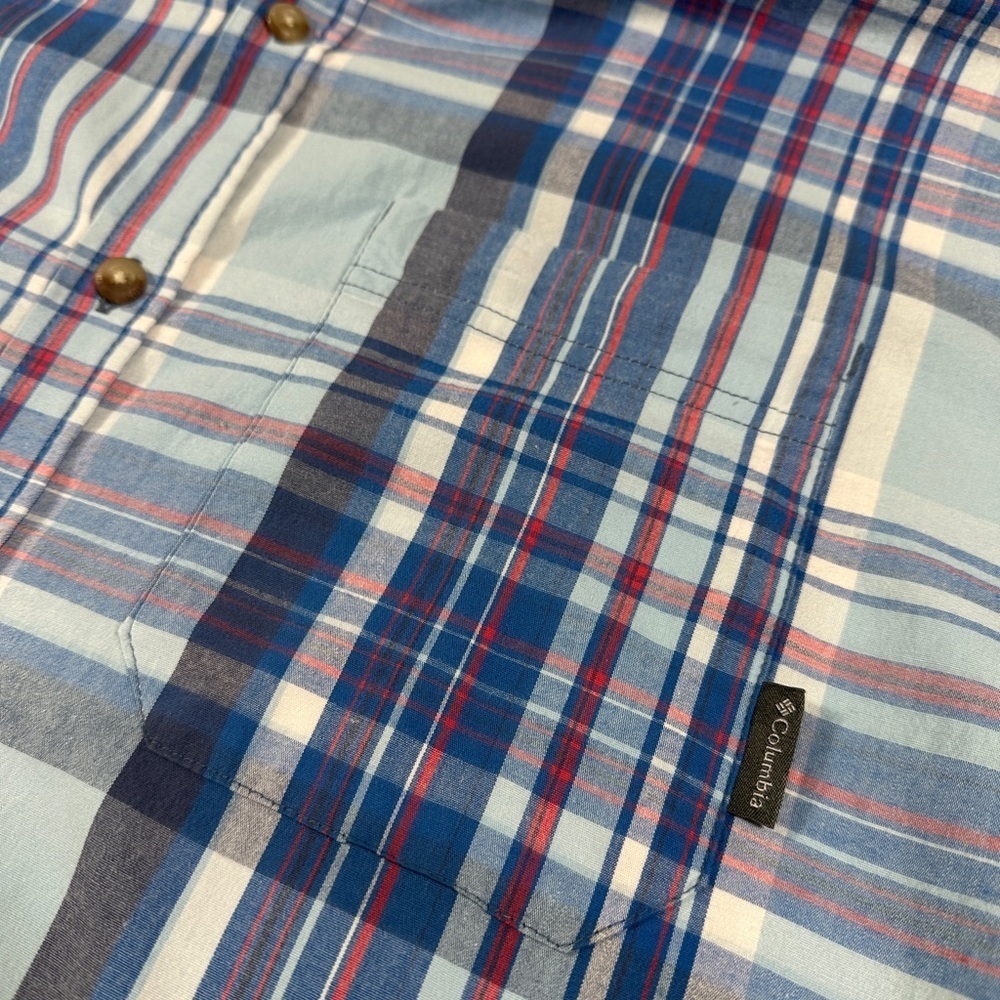 Men’s Columbia Plaid Cotton Short Sleeve Shirt Size XXL - Picture 2 of 6